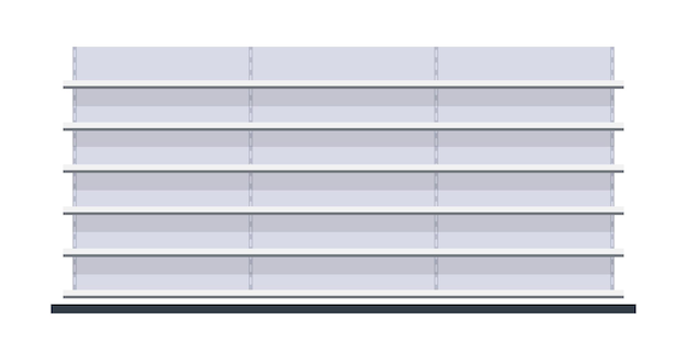 Estante de la tienda vacía Soporte para productos Presentación del producto Ilustración de diseño plano
