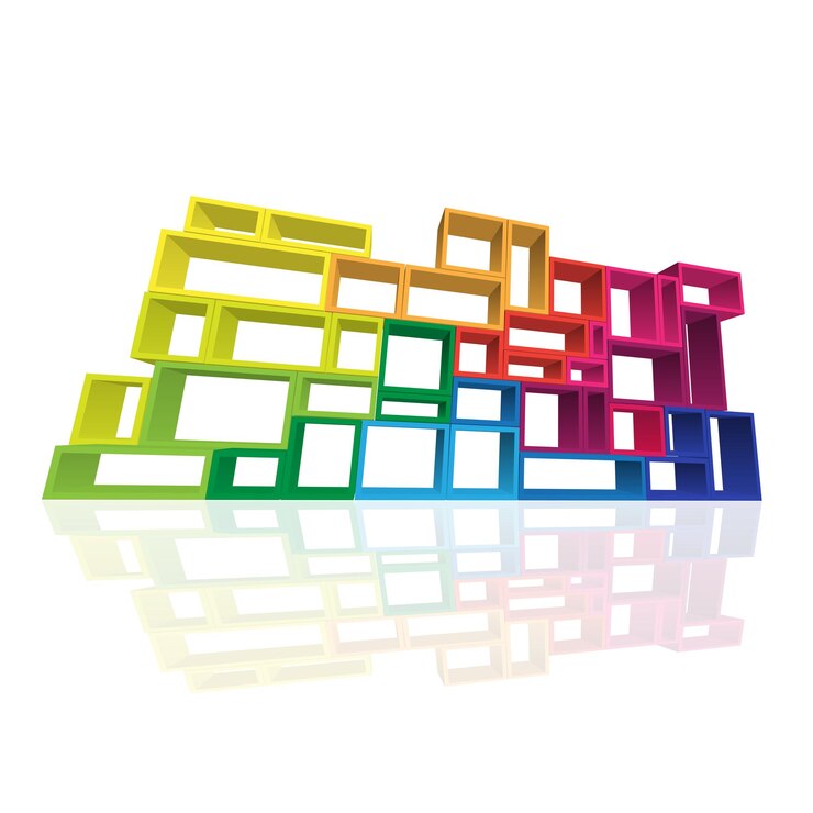 Vector estanterías modulares vectoriales 3d