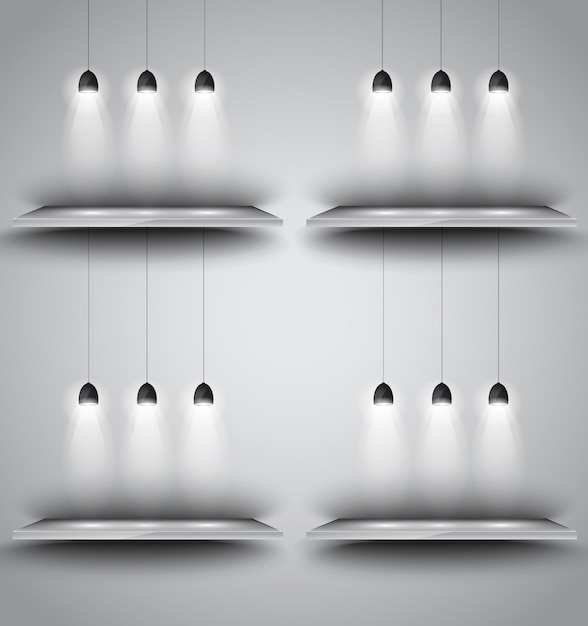 Estantes con lámpara de 3 focos con luces direccionales