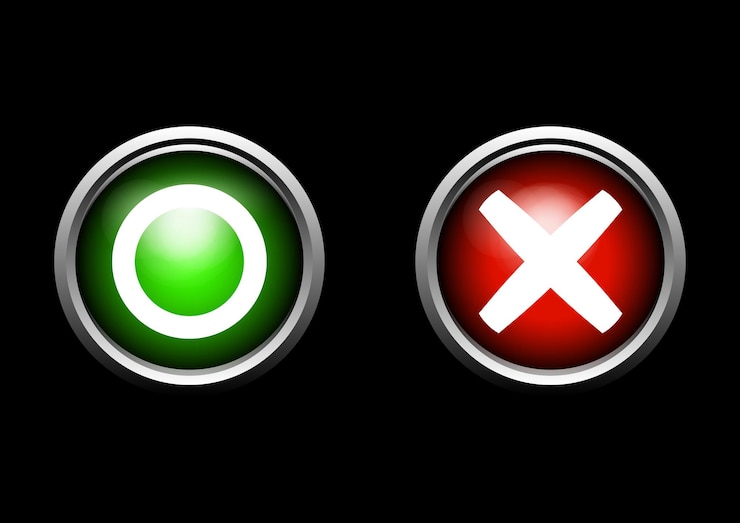 Vector estar o ir decisión botón del juego sí o no elección
