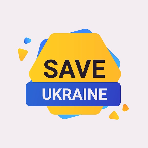Estar de pie con la bandera de la plantilla de ucrania orar por la paz de ucrania salvar a ucrania de rusia detener la ilustración de vector de pegatina de guerra