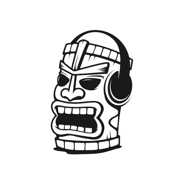 Estatua de Hawaii Tiki con inspiración del logo de auriculares