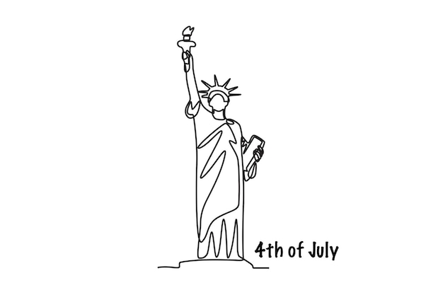 Estatua de la Libertad 4 de julio concepto dibujo en línea