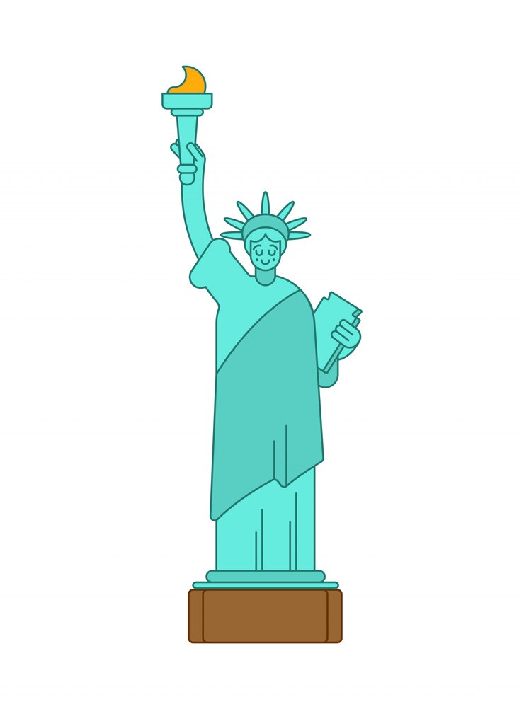 Estatua de la libertad de estilo lineal. Landmark America.