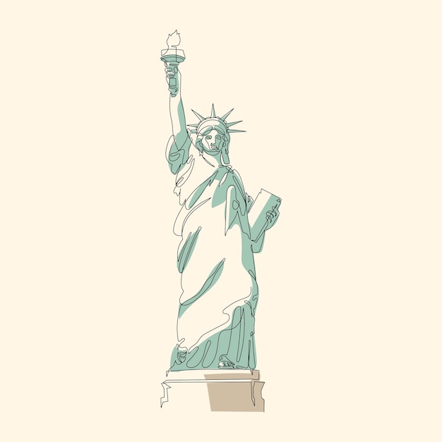 Vector estatua de la libertad libertad en una línea