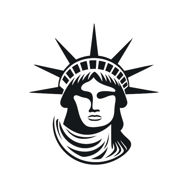 Vector estatua de la libertad de nueva york símbolo americano arte de dibujo de libertad estampa de diseño de logotipo ilustración