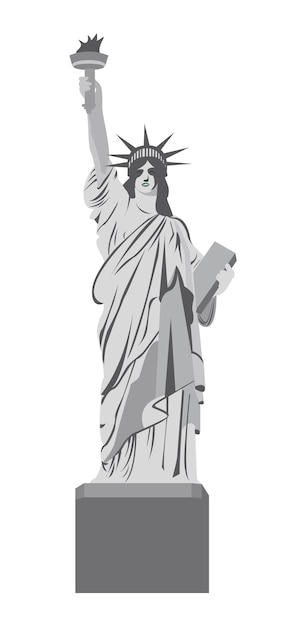 Vector estatua de la libertad sobre fondo blanco, ilustración vectorial