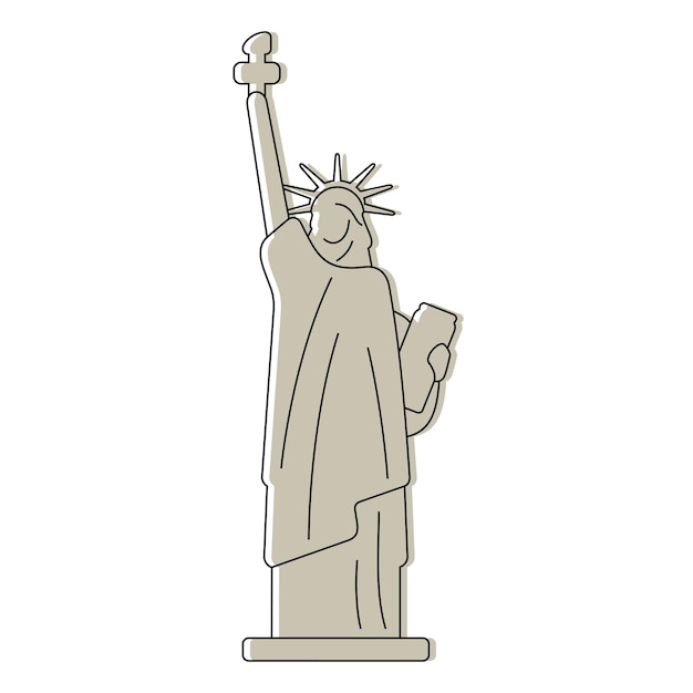 Estatua de la libertad vector ilustración Nueva York hito línea dibujo
