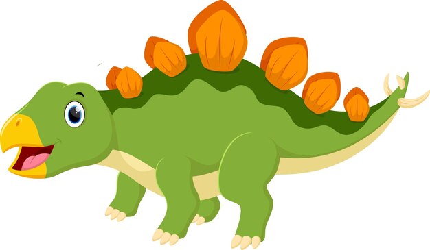 Estégosaurio de dibujos animados aislado sobre un fondo blanco