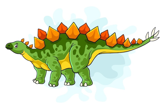 Vector estegosaurio de dinosaurio de dibujos animados sobre fondo blanco