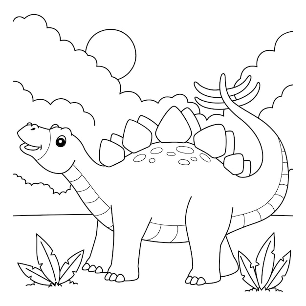 Estegosaurio Página para colorear para niños