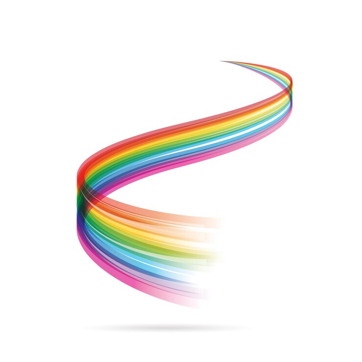 Estela vectorial abstracta en movimiento concepto de viento dinámico del arco iris