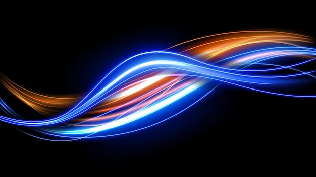 Estelas de luz colorida exposición prolongada efecto de desenfoque de movimiento ilustración vectorial