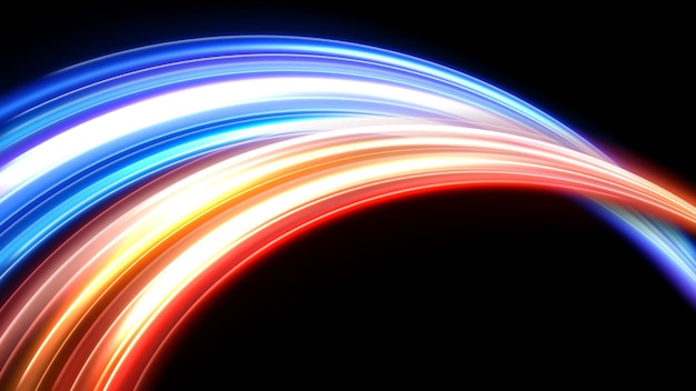 Estelas de luz colorida exposición prolongada efecto de desenfoque de movimiento ilustración vectorial