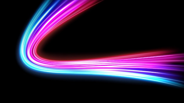 Estelas de luz coloridas, efecto de desenfoque de movimiento de exposición prolongada. Ilustración vectorial