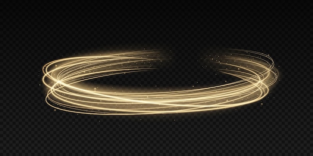 Estelas de luz mágica decoración navideña abstracta Olas doradas brillantes semicirculares