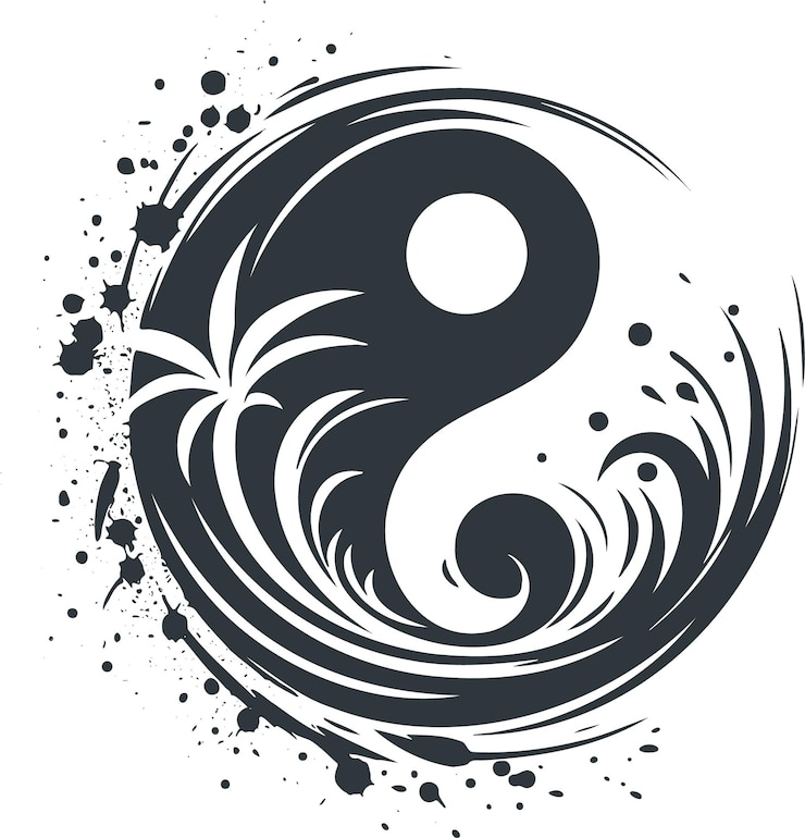 Vector estencil vectorial elegante de yin y yang