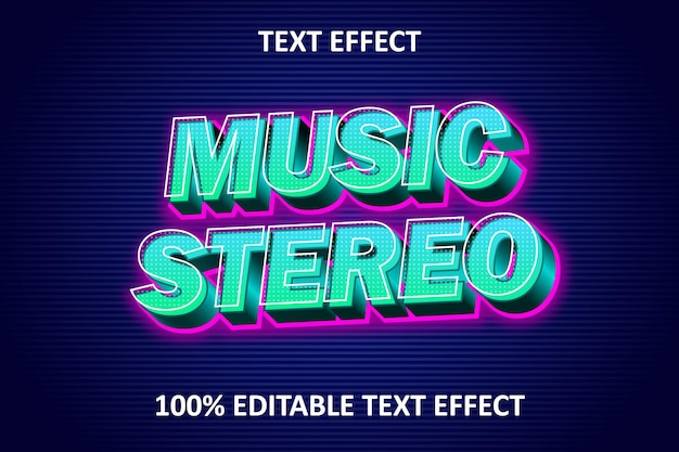 Estéreo Música elegante Efecto de texto editable Cian Verde