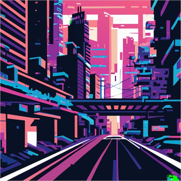 Estética del arte glitch en Cyberpunk City Dreams