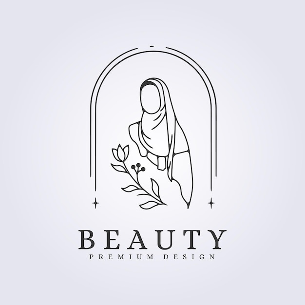 estética y belleza diseño de ilustración vectorial del logotipo de la niña hijab