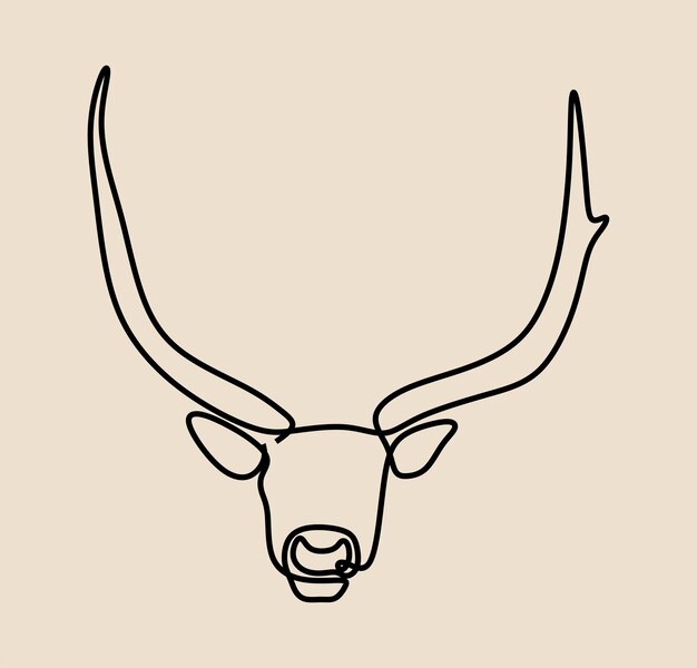 Estética cabeza de ciervo animal en línea continua arte de una sola línea