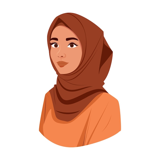 Vector estética linda chica musulmana con hijab plano detallado avatar vector ilustración. hermosa musulmana