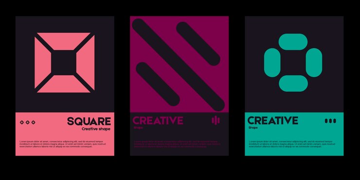Vector estética metamoderna del diseño de carteles de diseño suizo. plantillas gráficas con formas geométricas abstractas