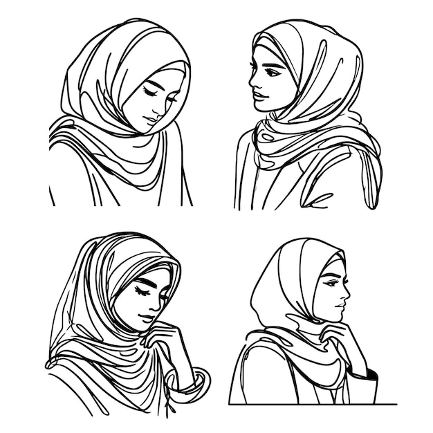 estética niña hijabi logotipo icono vecton
