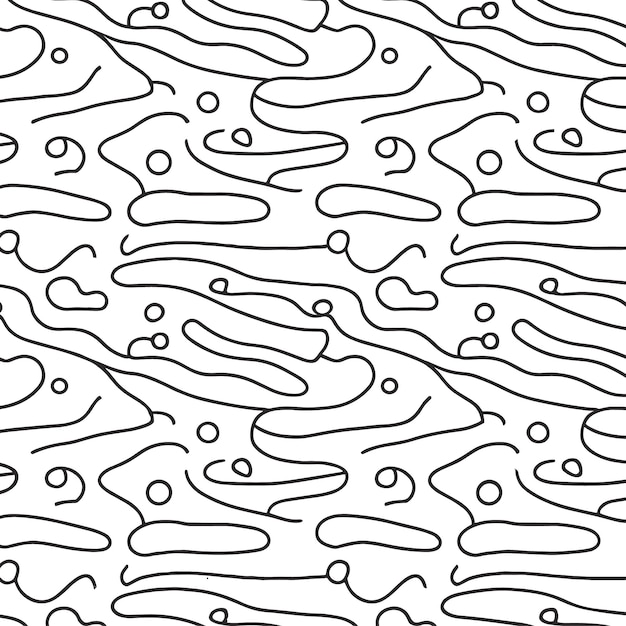 Estética vectorial contemporánea imprimible patrón sin costuras con líneas abstractas y lúdicas negras