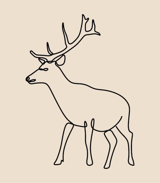 Vector estético ciervo animal en línea continua arte de una sola línea