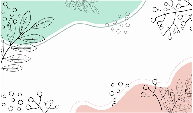 Estético colorido pastel floral fluido dibujado a mano mínimo diseño vectorial de fondo