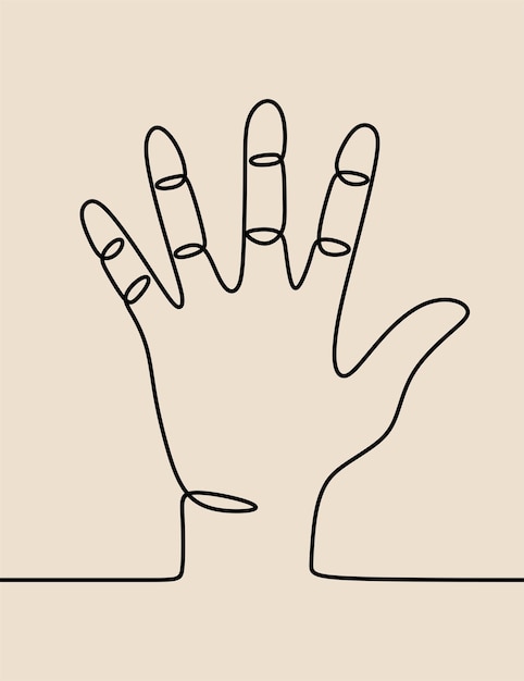 Estético gesto de levantar la mano en línea arte de línea continua