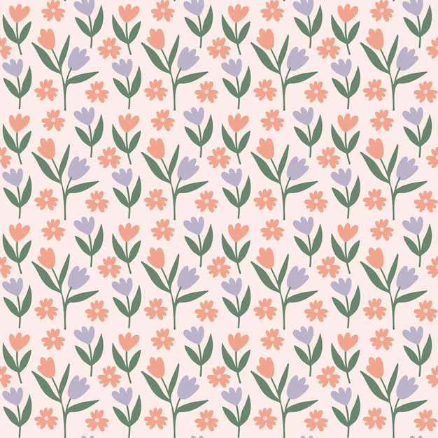 Vector estético patrón sin costuras impresible contemporáneo con tulipanes fondo floral moderno para textiles