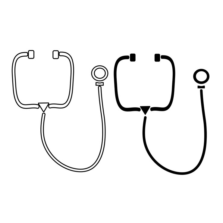 estetoscopio cardio dispositivo estilo línea icono vector ilustración diseño