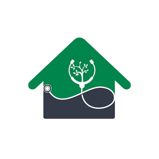 Estetoscopio con diseño de logotipo de vector de icono de árbol