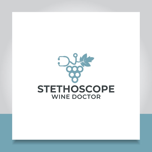 estetoscopio hoja de uva diseño de logotipo médico afrutado