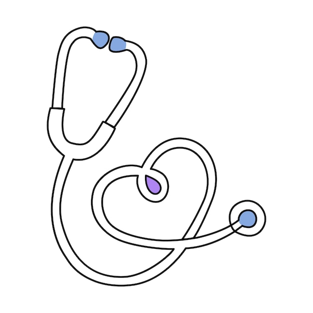 Estetoscopio hospitalario continuo de un vector de arte de una línea