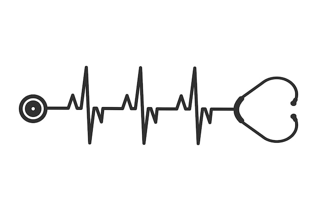 Vector estetoscopio ilustración vectorial de latidos cardíacos monitoreo de latidos cardiacos con estetoscopio gráfico médico