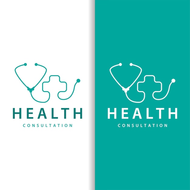 Estetoscopio Logotipo Modelo de línea simple Cuidado de la salud Diseño de logotipo para marcas comerciales Plantilla de ilustración