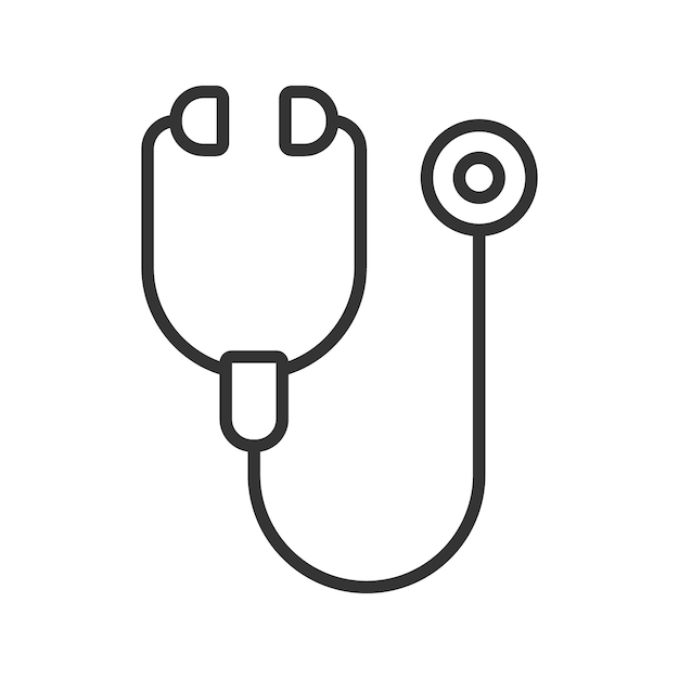 Estetoscopio de medicina Icono de vector lineal
