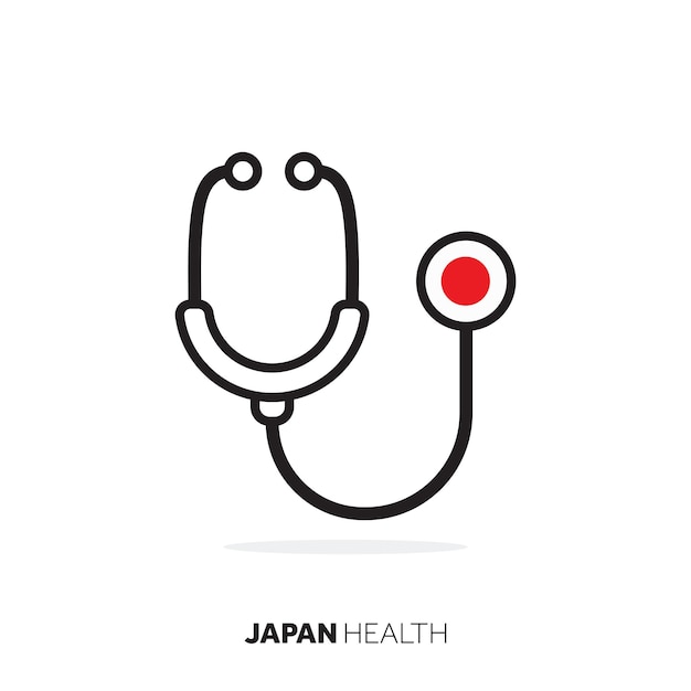 Estetoscopio médico del concepto de salud de Japón con bandera de país