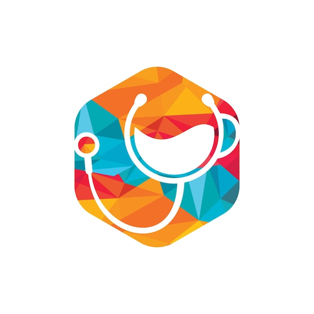 Estetoscopio médico con diseño de logotipo de taza de café.