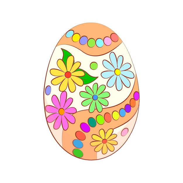 Estilización de vector de huevo de Pascua Huevo de Pascua decorado con colores Decoración floral