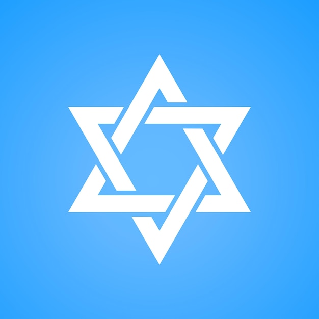 Estilizada estrella de David color blanco sobre fondo azul Tanah Hexagram símbolo del judaísmo de Israel