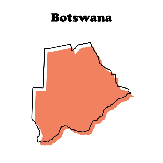 Estilizado simple mapa de contorno rojo de Botswana