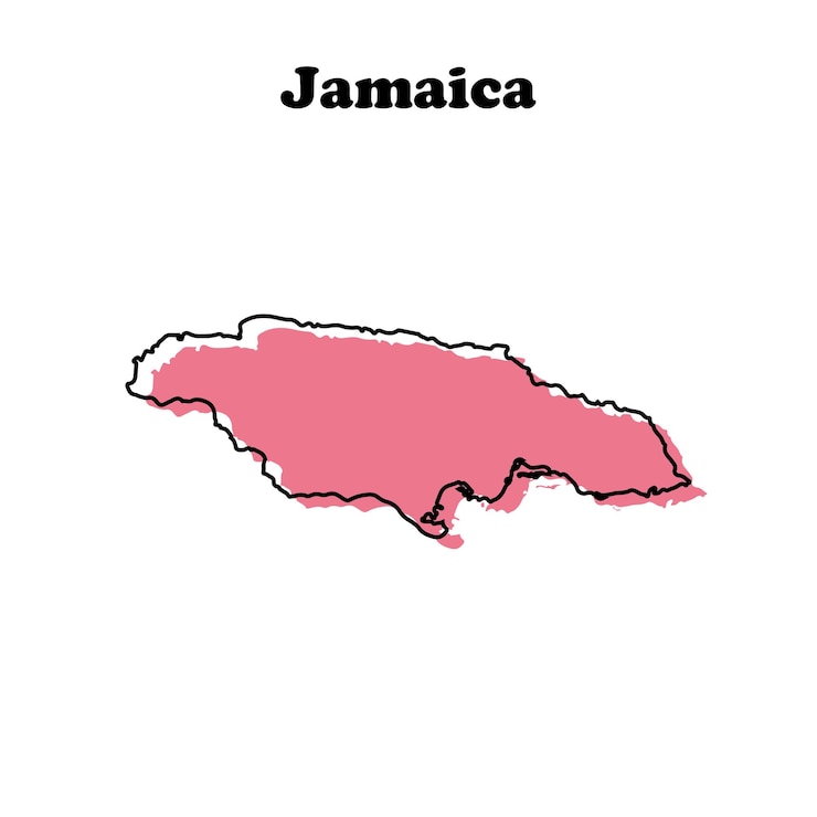 Vector estilizado simple mapa de contorno rojo de jamaica