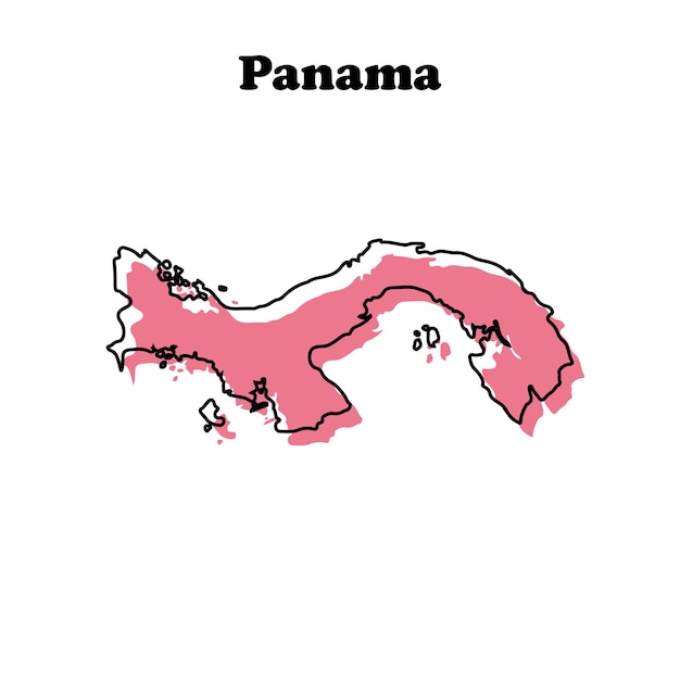 Estilizado simple mapa de contorno rojo de Panamá