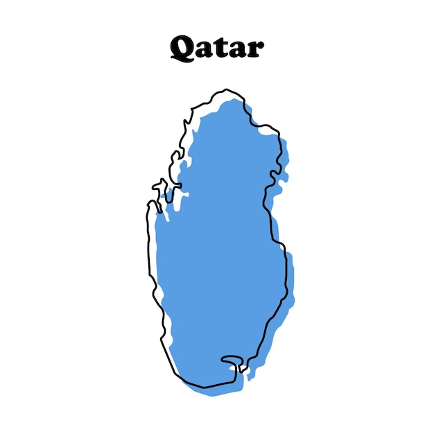 Estilizado simple mapa de contorno rojo de Qatar