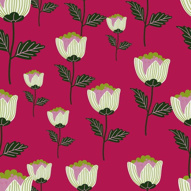 Estilizar flor de patrones sin fisuras Fondo botánico elegante Fondo de pantalla floral abstracto