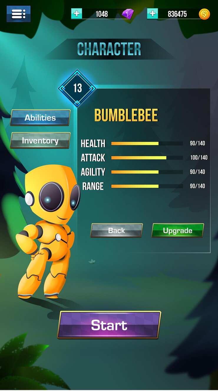 Vector estilizar el menú emergente de elementos de la interfaz de usuario del juego